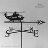 Helicopter Weathervane A silhouette of a Helicopter Weathervane, with directional letters S, W, N, E on a pole against a plain studio background.