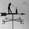 Male golfer weathervane with traditional arrow.