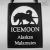 Malamute Sign Double-sided Malamute Sign with an Alaskan Malamute silhouette under a circle. Text: "ICEMOON Alaskan Malamutes." Black Fox Metalcraft Ltd logo in the top right corner, ideal for custom dog breed design fans.