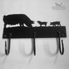 Pig and Piglets Coat Hooks The Pig and Piglets Coat Hooks by Black Fox Metalcraft Ltd features a pig, two piglets, a dog, and a calf with three large hand-forged hooks, all finished in durable black powder coat.