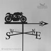 Triton Motorbike Weathervane The Triton Motorbike Weathervane by Black Fox Metalcraft Ltd features a custom motorcycle design pointing to SW, W, N, and E. Built with rust protection for long-lasting appeal in any outdoor space.
