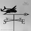 Argosy Aeroplane Weathervane by Black Fox Metalcraft Ltd showcases the silhouette of a jumbo jet with directional letters NSEW against a grey background. 