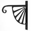 The Art Deco Sun Hanging Basket Bracket by Black Fox Metalcraft Ltd shown in a black and white image.
