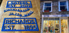 Laser cut metal signs powder coated bright blue