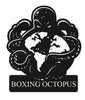 Black Fox Metalcraft Ltd’s Laser Cut Metal Sign features a black and white octopus encircling a globe with "BOXING OCTOPUS" below—ideal for those seeking unique, UK-made or customizable metal house signs.