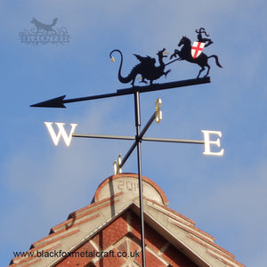 George and Dragon Weathervane gilded with shield painted by hand.