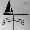 The Harrison Butler Boat Weathervane by Black Fox Metalcraft Ltd, showcasing a sailboat and compass directions (NSEW) on a gray background, makes the perfect personalized gift for any boat owner.