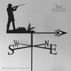 The Shooting Weathervane by Black Fox Metalcraft Ltd, showcasing a man with a gun silhouette and cardinal directions SW, S, W, and NE, provides rust protection and makes for an exceptional personalized gift.