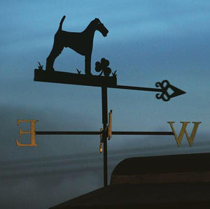 Irish Terrier weathervane with gilded NSEW
