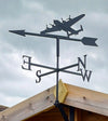 Lancaster Bomber Weathervane mounted to a shed using a gable bracket
