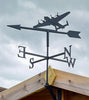 Lancaster Bomber Weathervane mounted to a shed using a gable bracket
