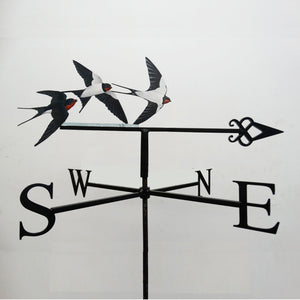A bird themed weathervane featuring three swallows, painted by hand in full colour. it's an ideal gift for nature lovers.