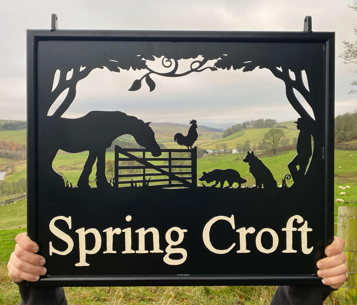 Custom Hanging Signs | Traditional Farm Scene – Black Fox Metalcraft Ltd