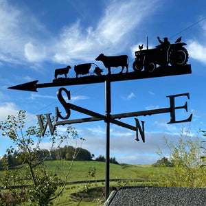 Farm animals and tractor weather vane