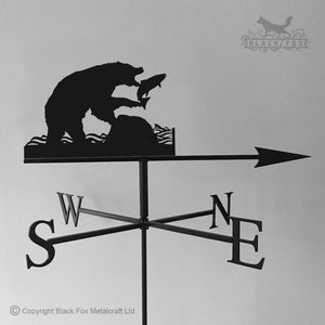 Bear fishing weathervane, shown with the traditional arrow option.