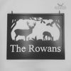Laser cut hanging sign with Deer in the woods design.