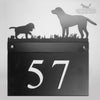 Hand painted metal house sign with Labrador and Puppy  design.