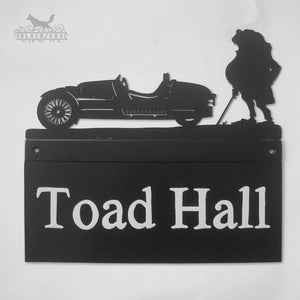 Toad Hall Sign - Hand painted metal house sign with Mr Toad design.