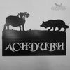 Hand painted metal house sign with Sheep and Collie design.